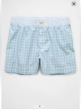 NWT American Eagle Light Blue Plaid Cotton Boxer Shorts